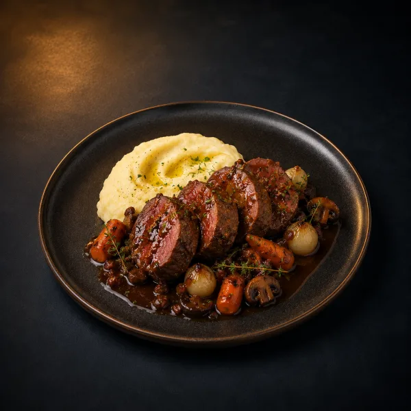 MUȘCHIULEȚ DE MIEL BOURGUIGNON